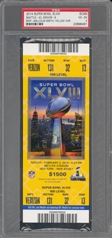 2014 Super Bowl XLVIII Full Ticket, Yellow Variation - PSA VG-EX 4